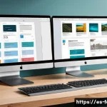 폰트 관리 소프트웨어 추천 - A modern, sleek workspace featuring a dual-monitor setup displaying a font management software inter...