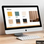 디자인 문서에서 사용자 정의 폰트 사용 - A modern branding workspace showing a designer&rsquo;s desk with a sleek laptop screen displaying a variet...